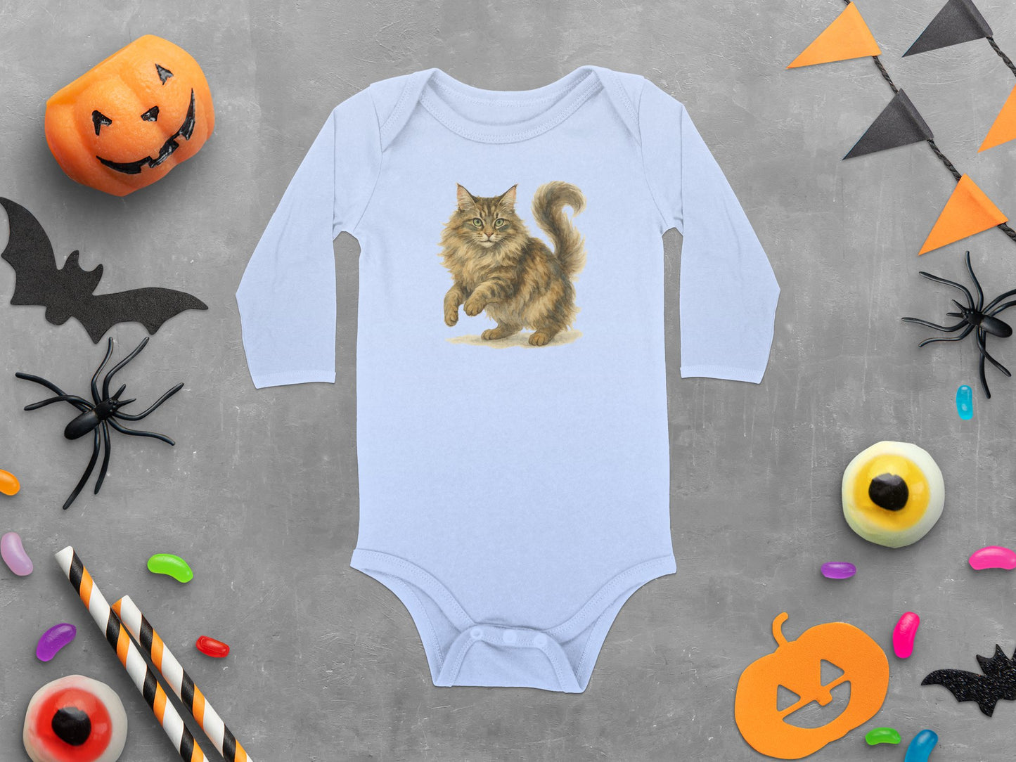 Adorable Cat Halloween Themed Baby Bodysuit Product