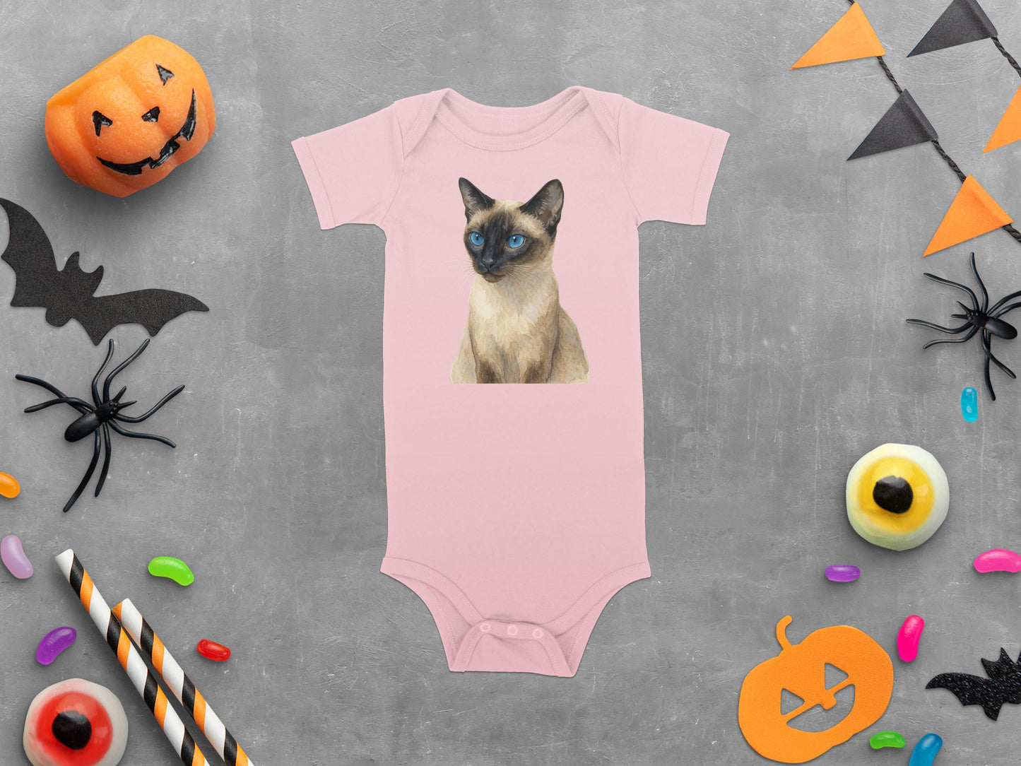 Adorable Siamese Cat Graphic Halloween Baby Onesie product