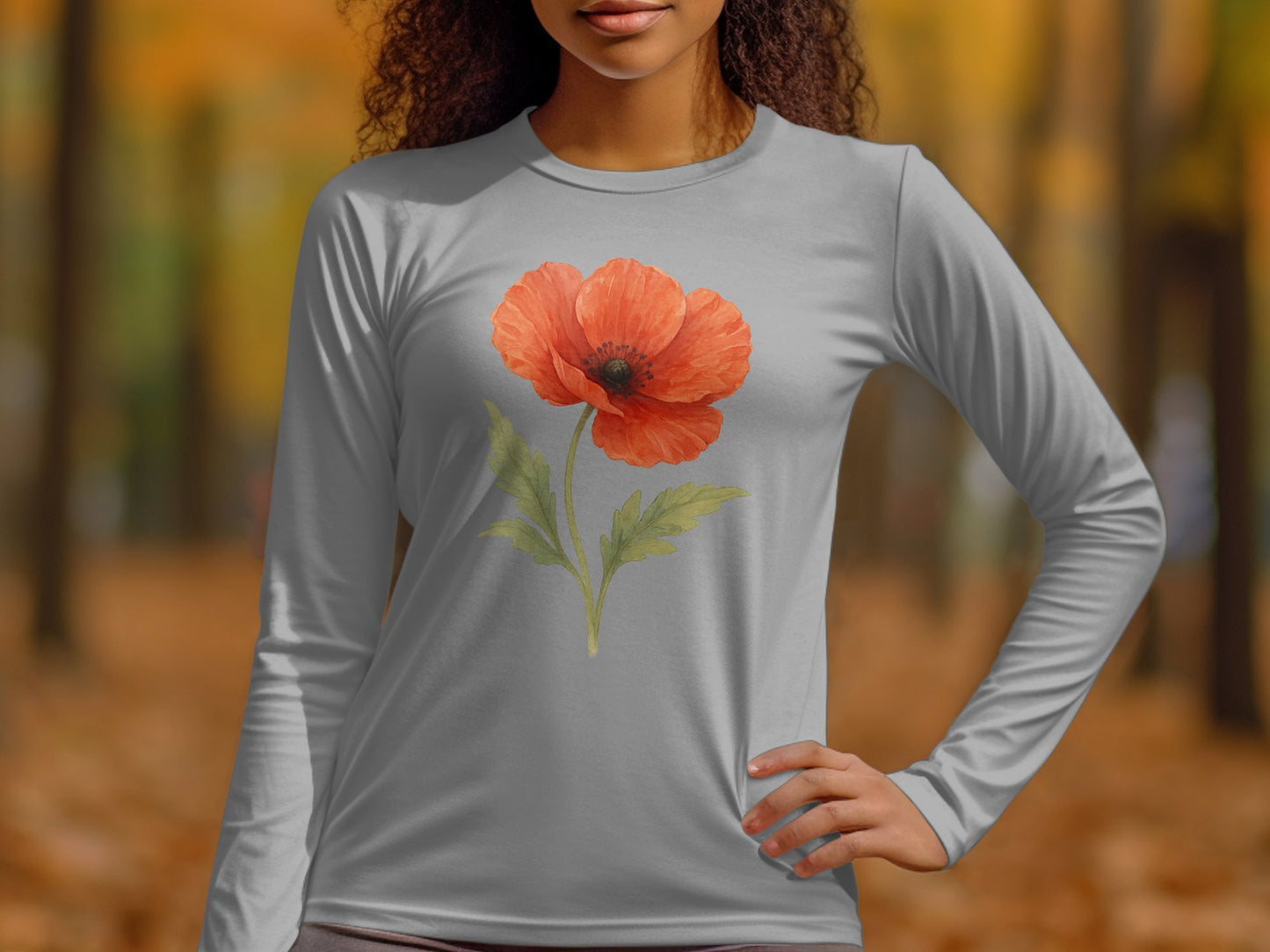 Long Sleeve Shirt with Red Flower Design product type