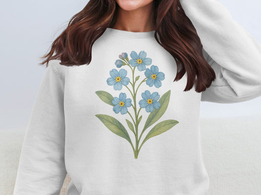 Blue Flower Graphic on White Sweatshirt product type