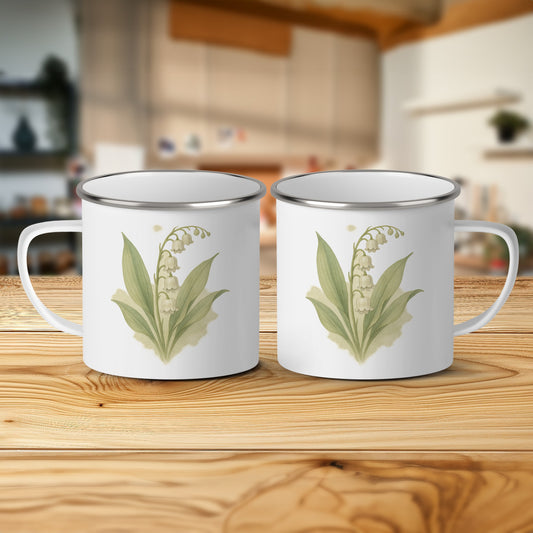 Vintage Lily of the Valley Design Enamel Mug product