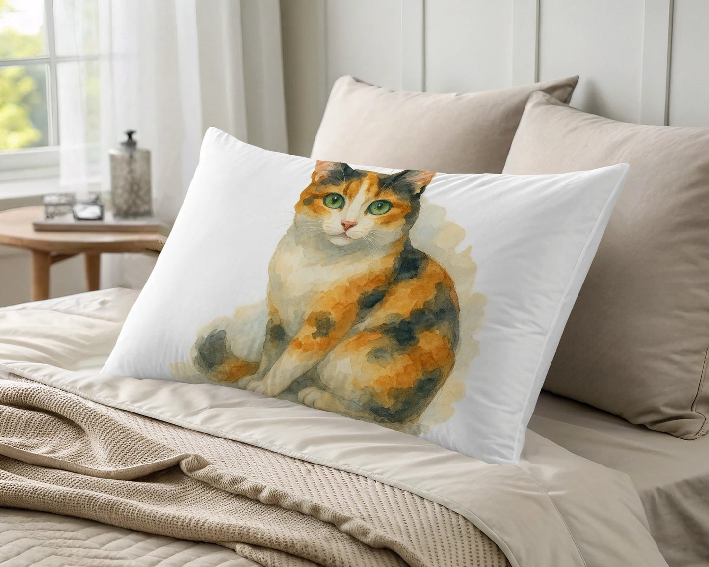Colorful Cat Print Pillow for Couch or Bed product