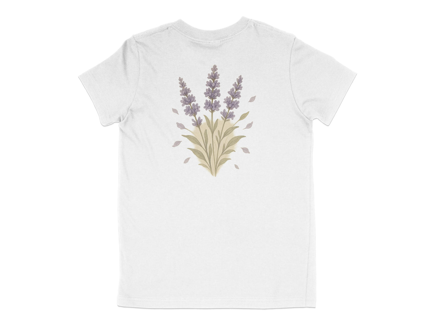 Lavender Floral Design on White T Shirt product type
