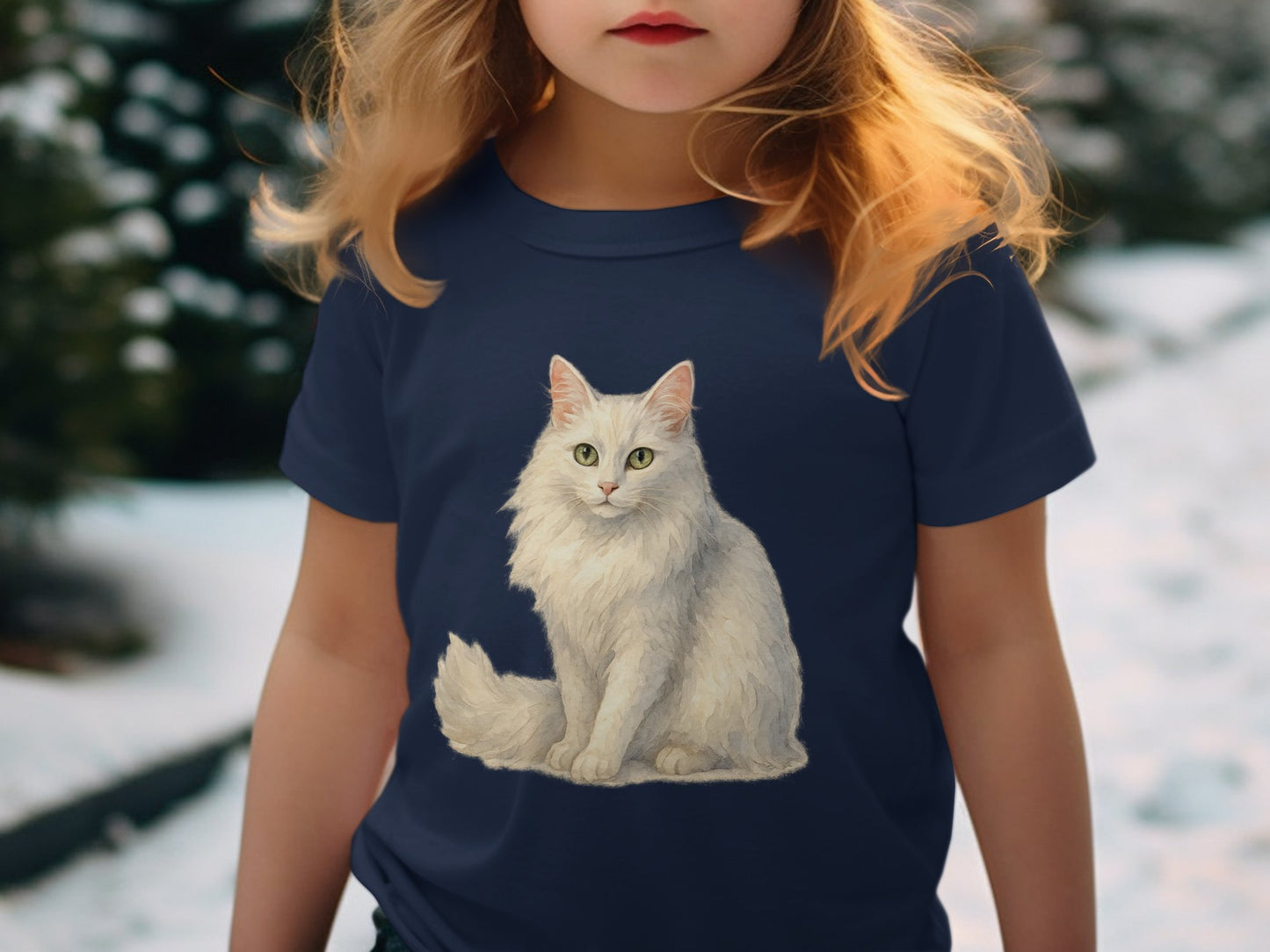 White Cat Print on Kids T-Shirt product