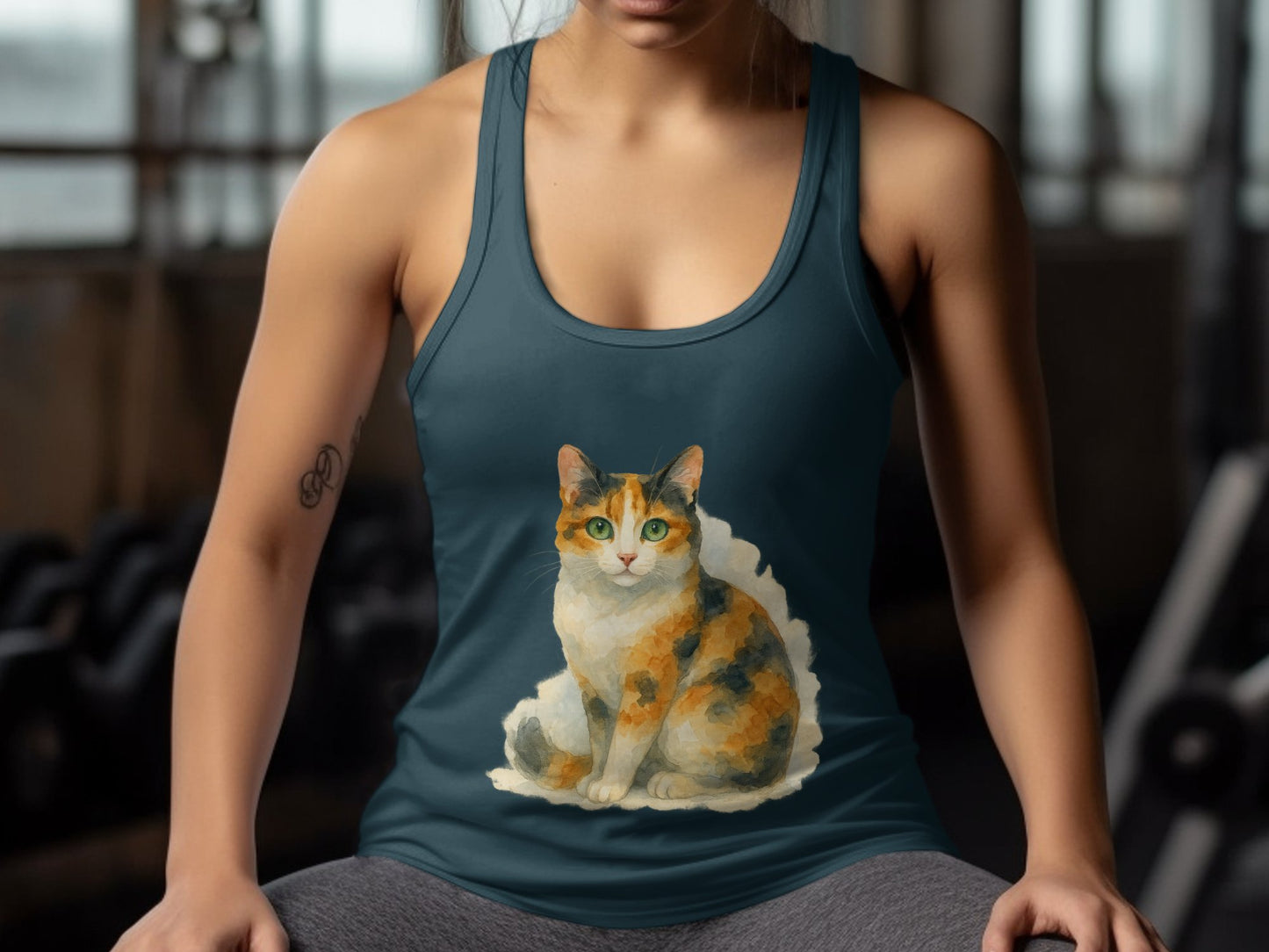 Calico Cat Print Tank Top Unique Casual Wear product