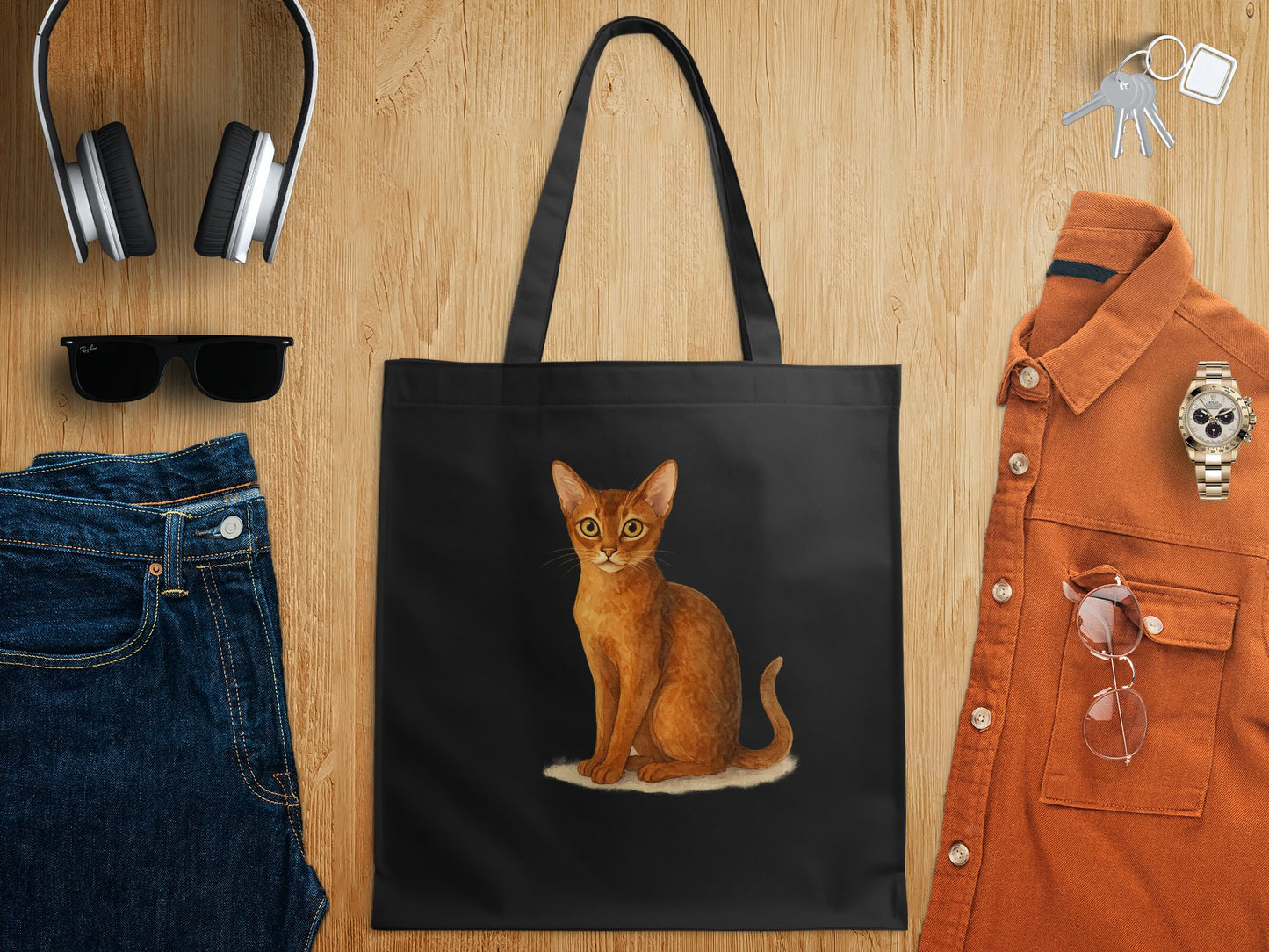 Charming Cat Illustration Tote Bag product type