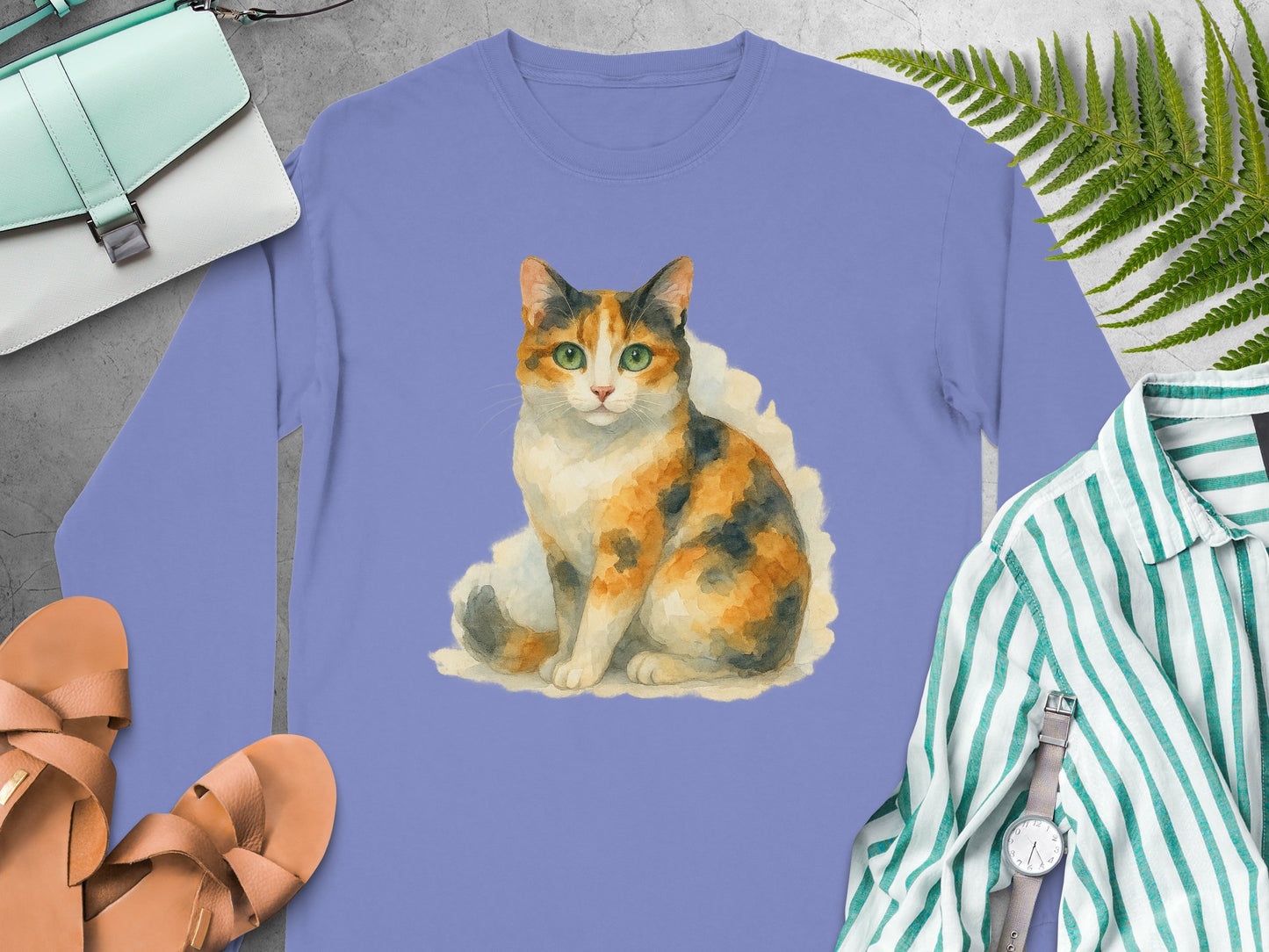 Calico Cat Art Design on Long Sleeve product type