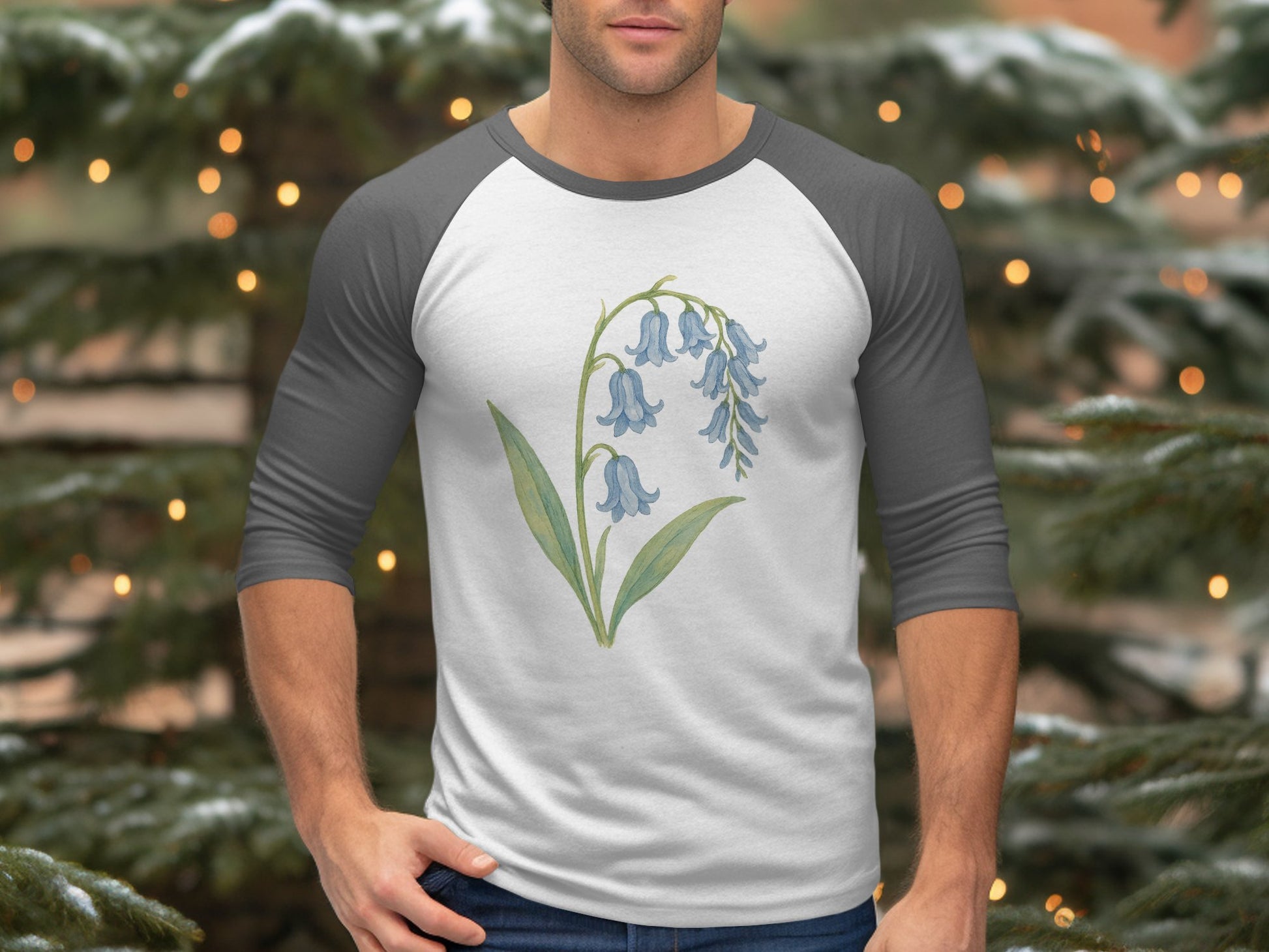Bluebell Flower Design Men's Raglan Sleeve Shirt product
