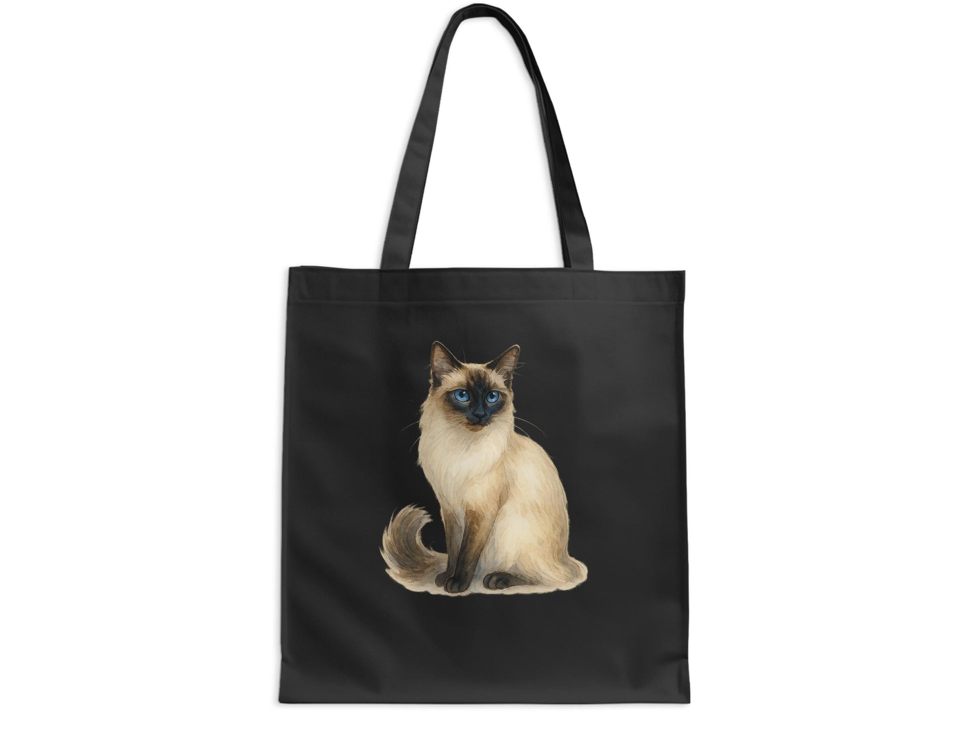 Adorable Siamese Cat Print Black Color Tote Bag product type