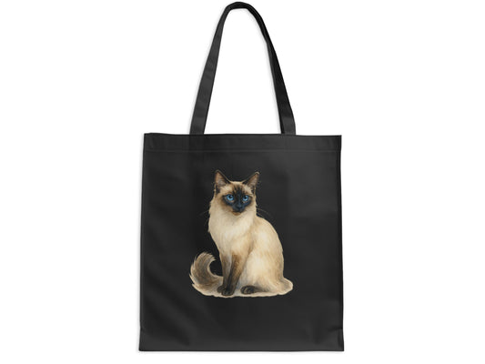 Adorable Siamese Cat Print Black Color Tote Bag product type