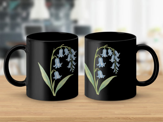 Black Color Mug with Bluebell Flower Print product type