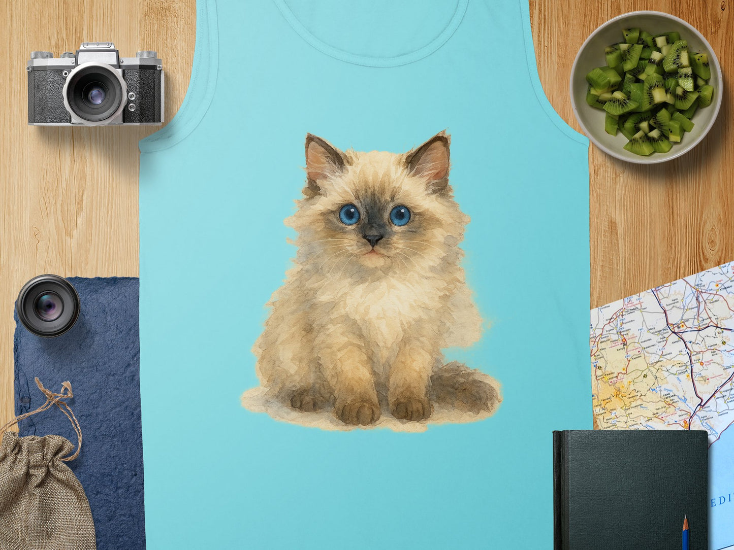 Cute Blue-Eyed Fluffy Kitten Graphic Tank Top product type