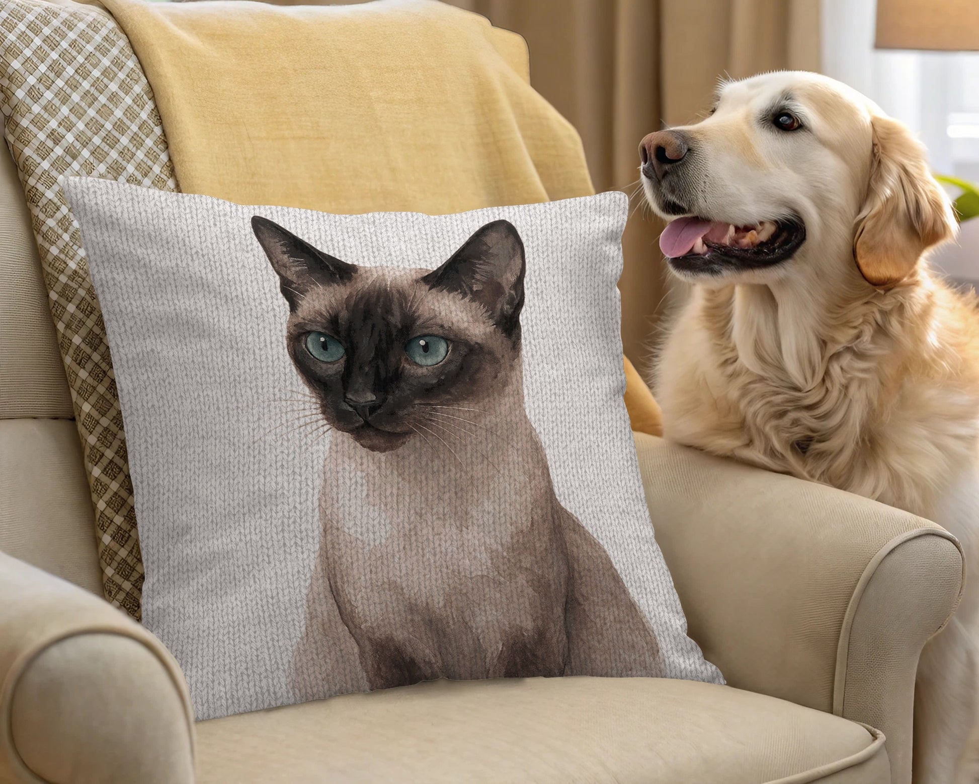 Siamese Cat on Decorative Sofa Pillow product