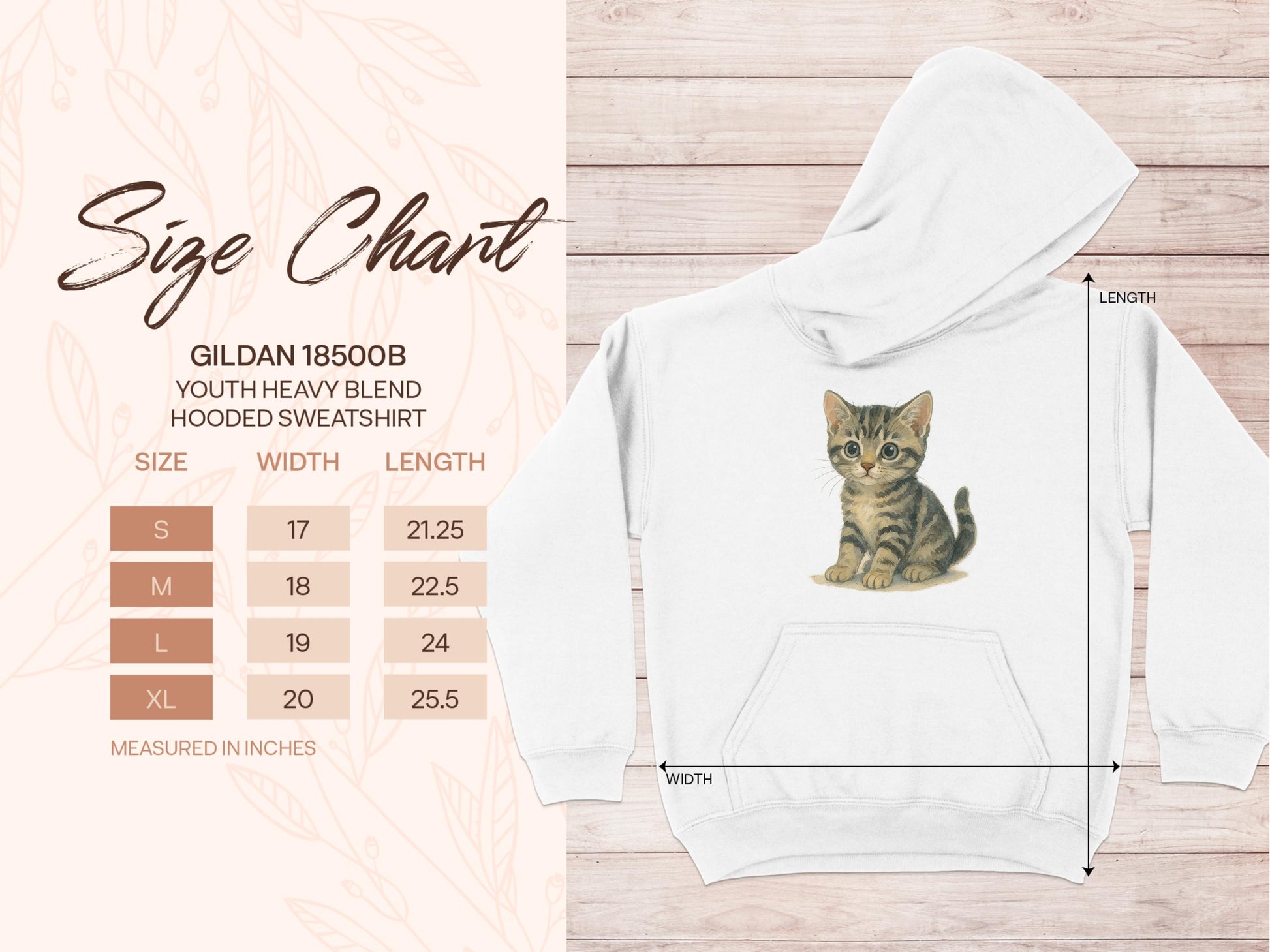 Adorable Kitten Print Youth Heavy Blend Hooded Sweatshirt product