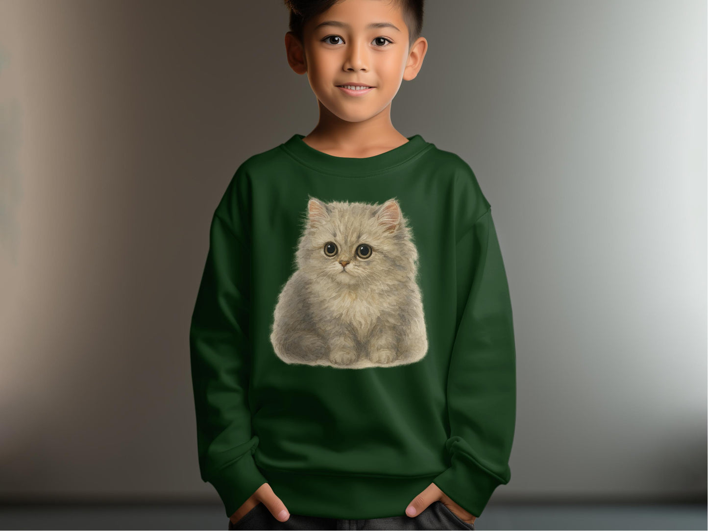 Cute Fluffy Kitten Graphic Sweatshirt for Kids product