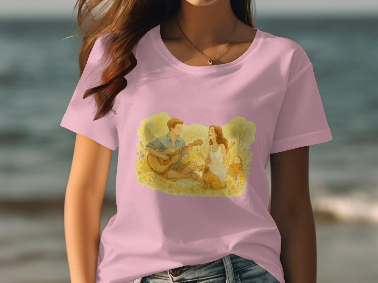 Artistic Musician and Dog Print T-Shirt product type