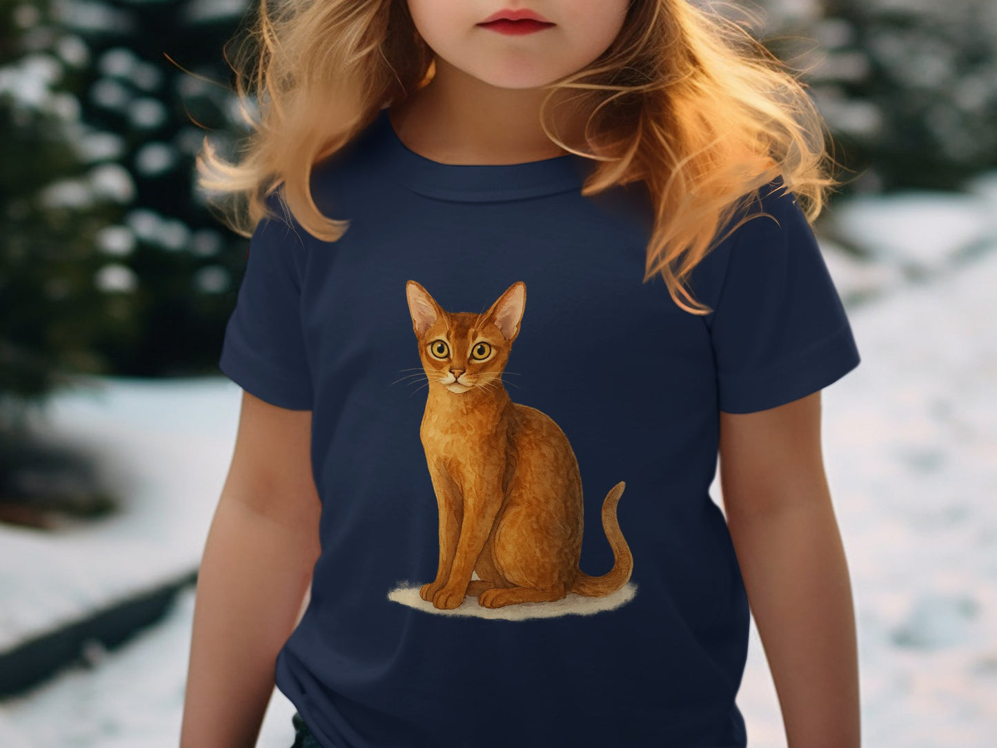 Charming Cat Print Design Navy Blue T-shirt product
