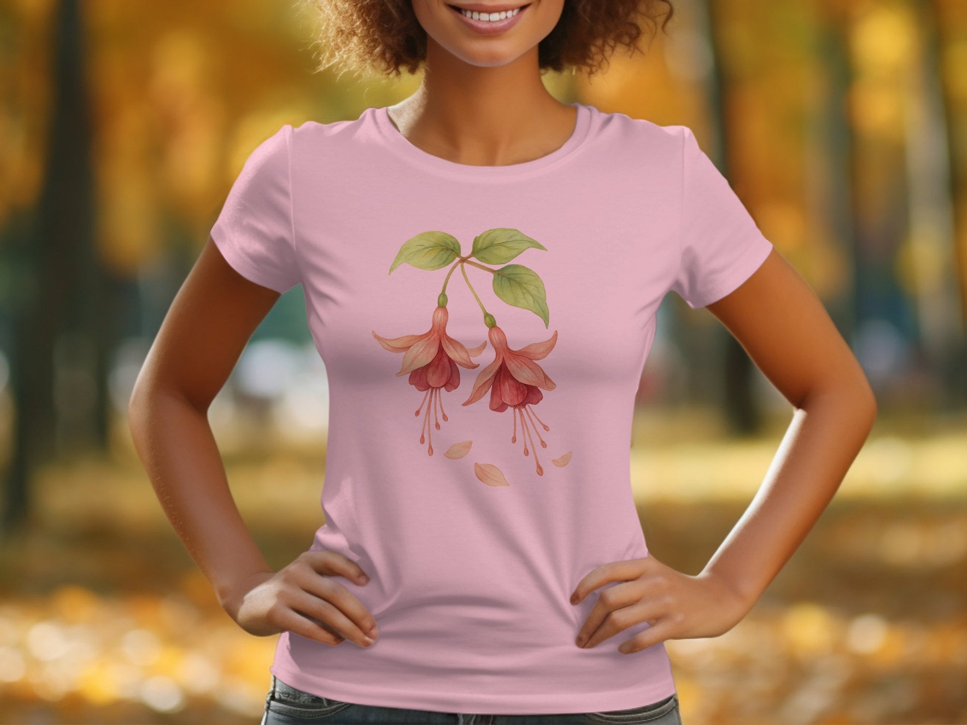 Autumn Floral Graphic Tee with Nature-Inspired Prints product type