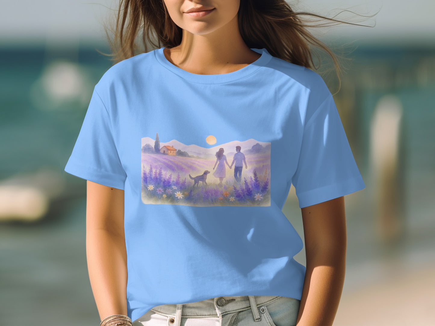 Scenic Nature Artwork on Blue T Shirt product type