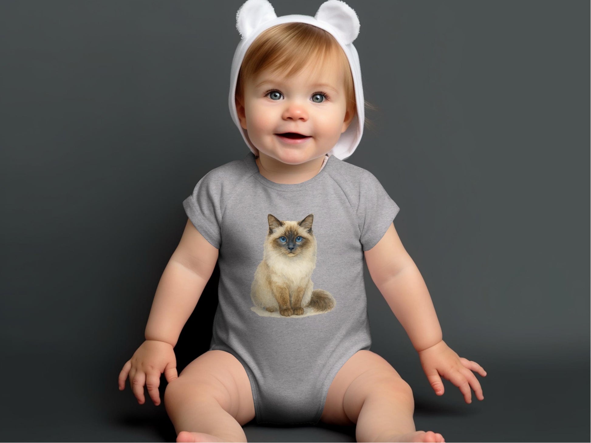 Adorable Baby Bodysuit with Cute Cat Print product
