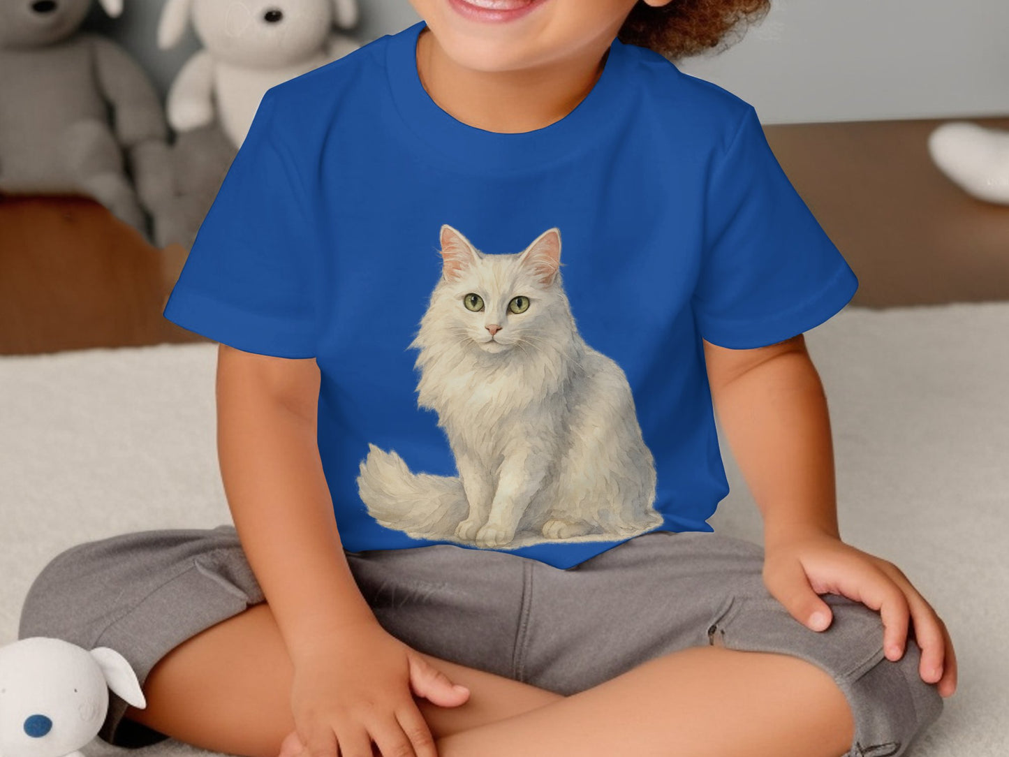 Adorable White Kitten Blue Kids T-Shirt product type