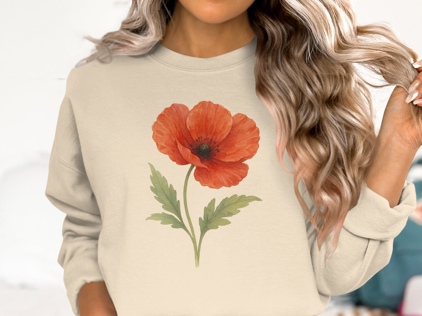Beautiful Red Floral Design on Comfortable Sweatshirt product