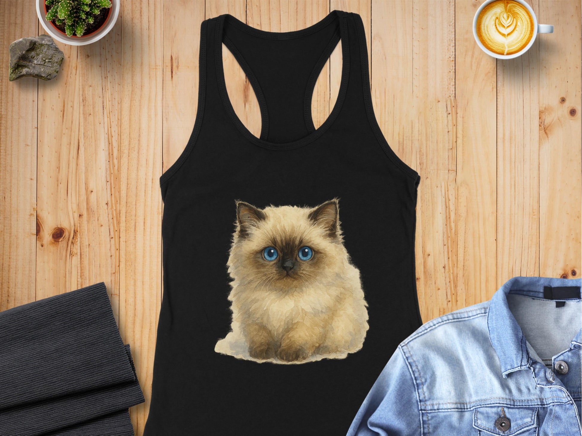Cute Fluffy Kitten Printed Tank Top Apparel Product