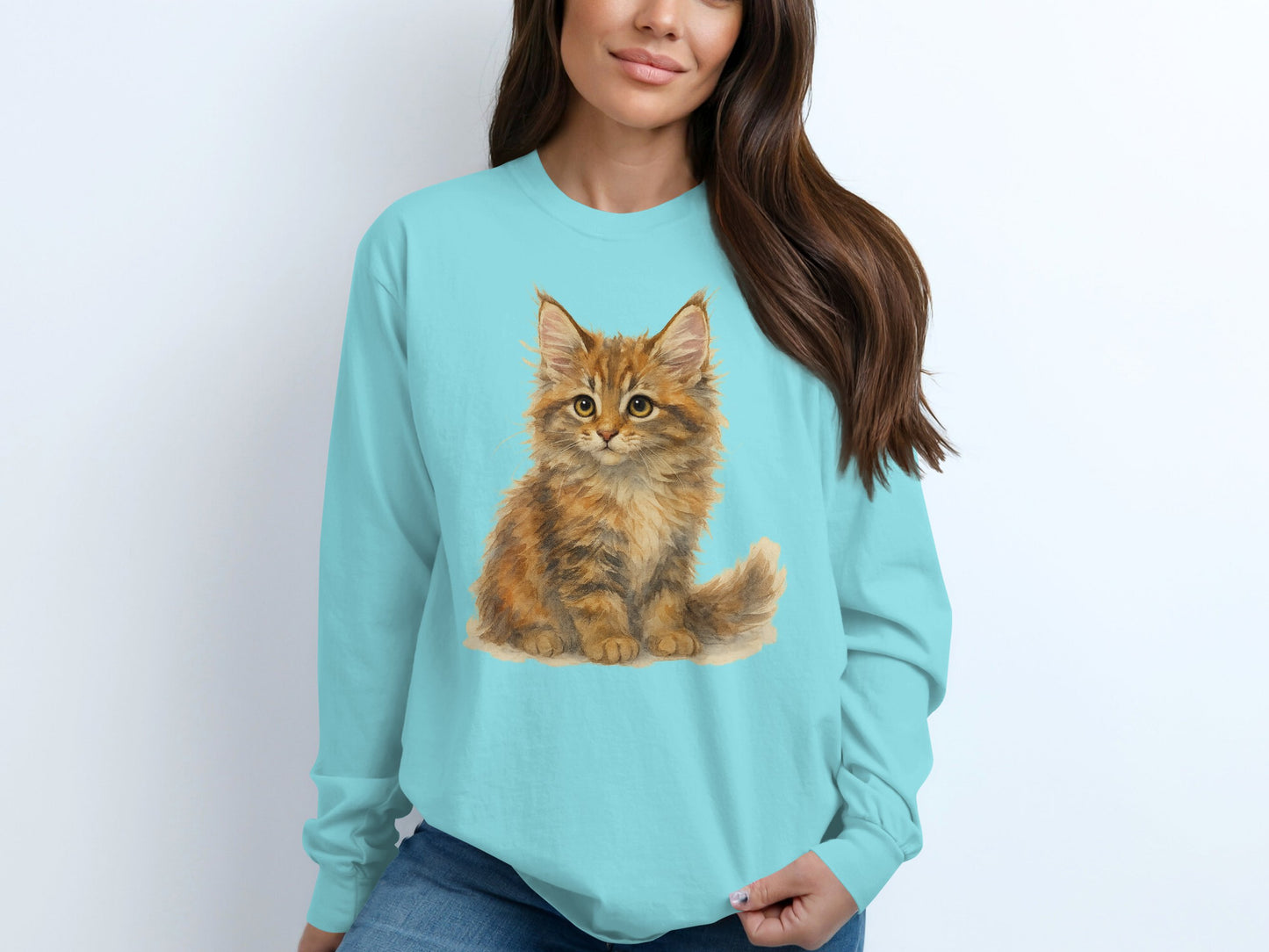 Adorable Fluffy Kitten Long Sleeve Shirt product type