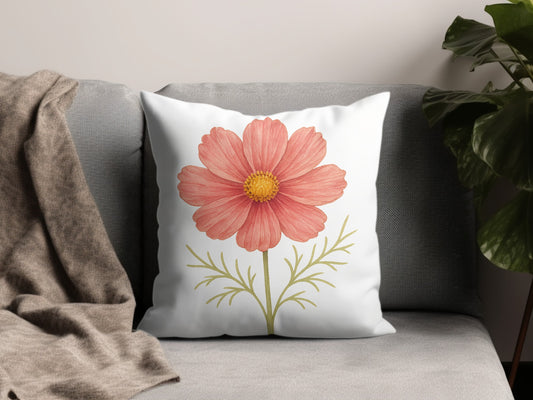 Vibrant Pink Flower Illustration Decorative Pillow product type