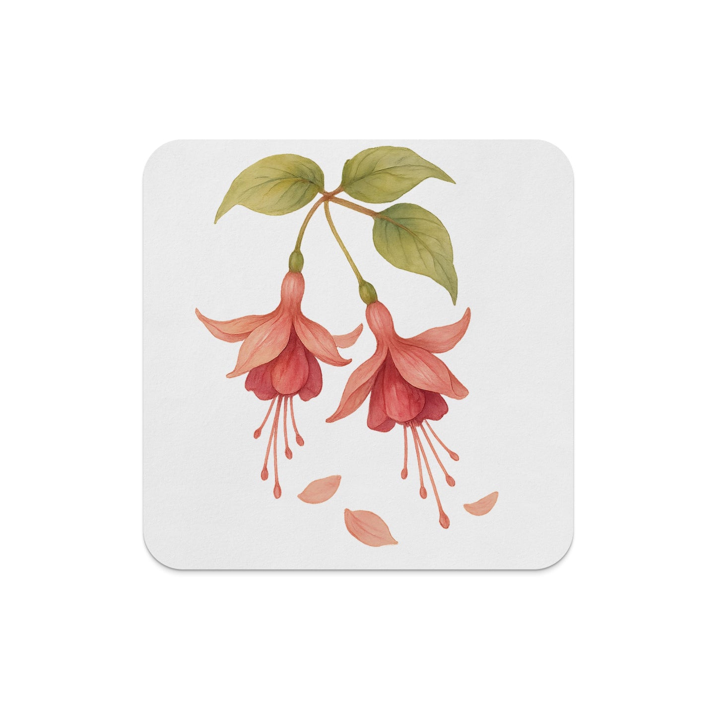 Watercolor Fuchsia Bloom Art Print Coaster product type