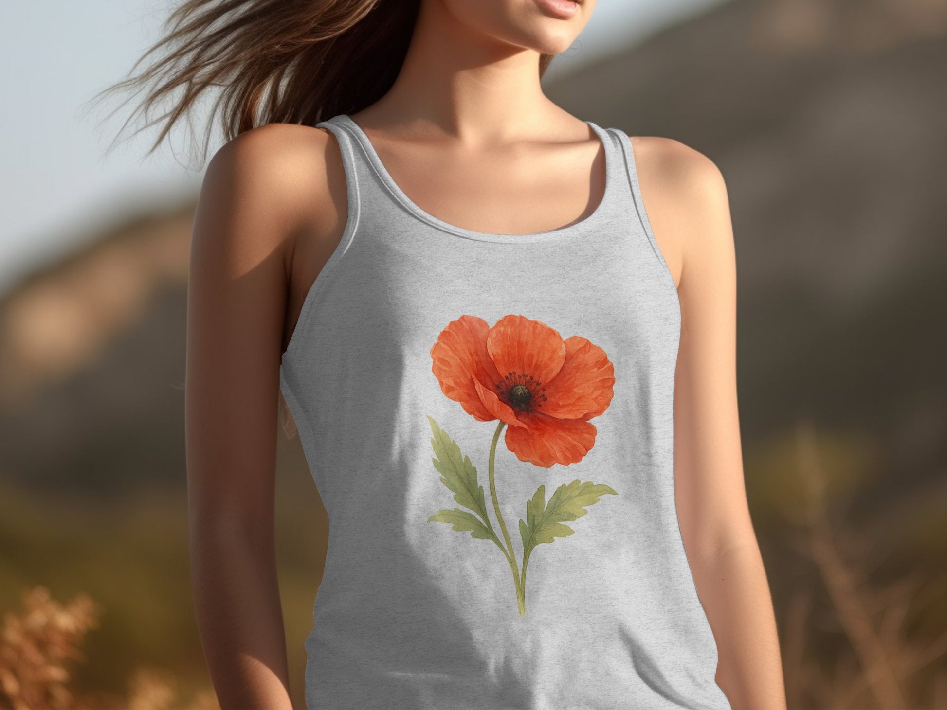 Beautiful Red Poppy Print Design Tank Top product type