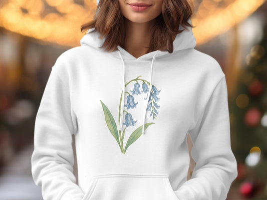 Bluebell Floral Design on White Hoodie product