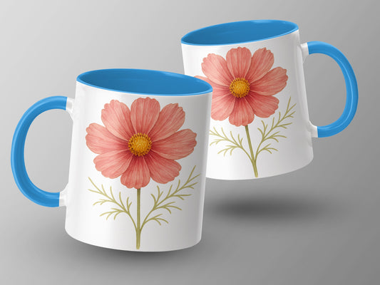 Floral Design Mug with Blue Interior Coffee Cup product type