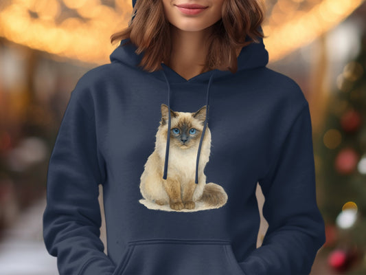Cozy Hoodie with Adorable Siamese Cat Graphic product