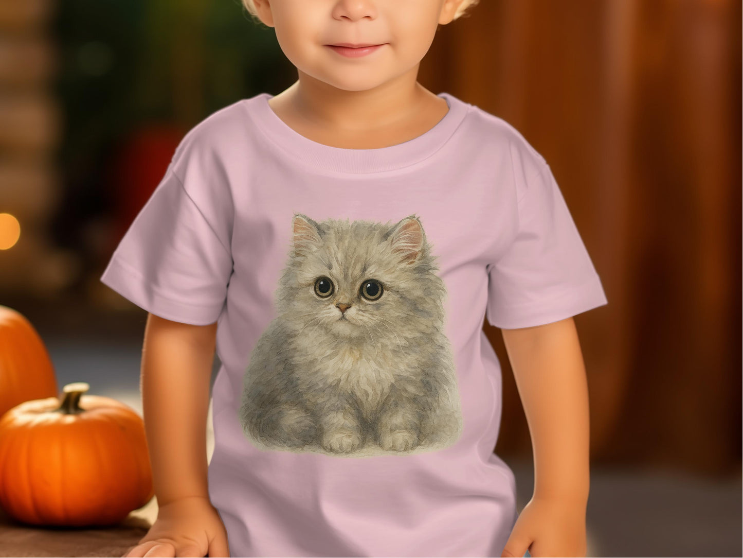 Adorable Baby Cat Image Lilac Color Shirt product