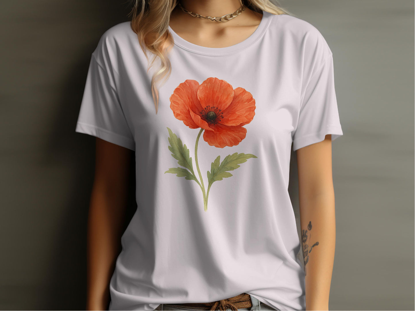 Bright Orange Poppy Print Women's T-Shirt product type
