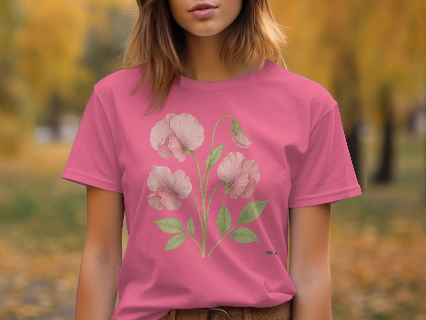 Pink T Shirt Beautiful Floral Design Graphic product type