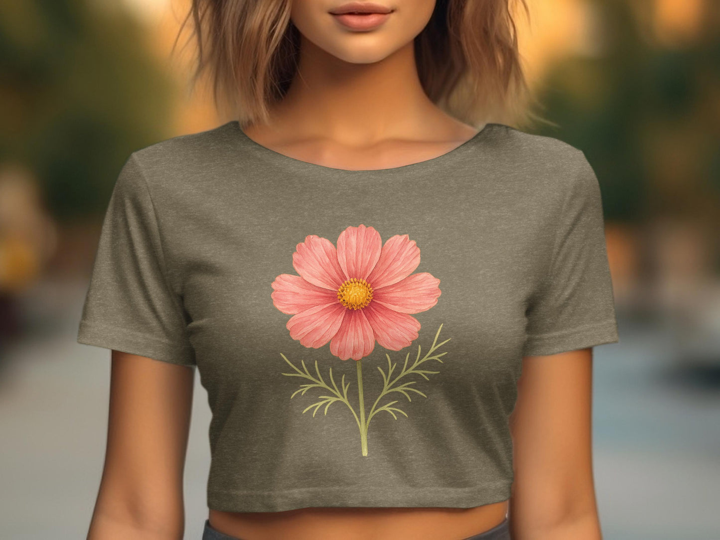 Floral Printed Fitted Cropped Top Fashion Product