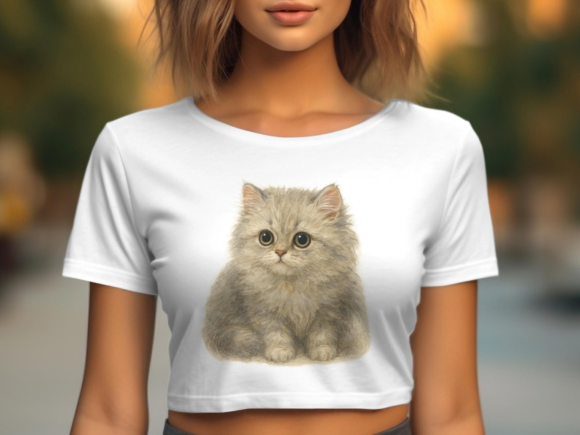 Cute Fluffy Kitten Print on Stylish Comfortable T-shirt product