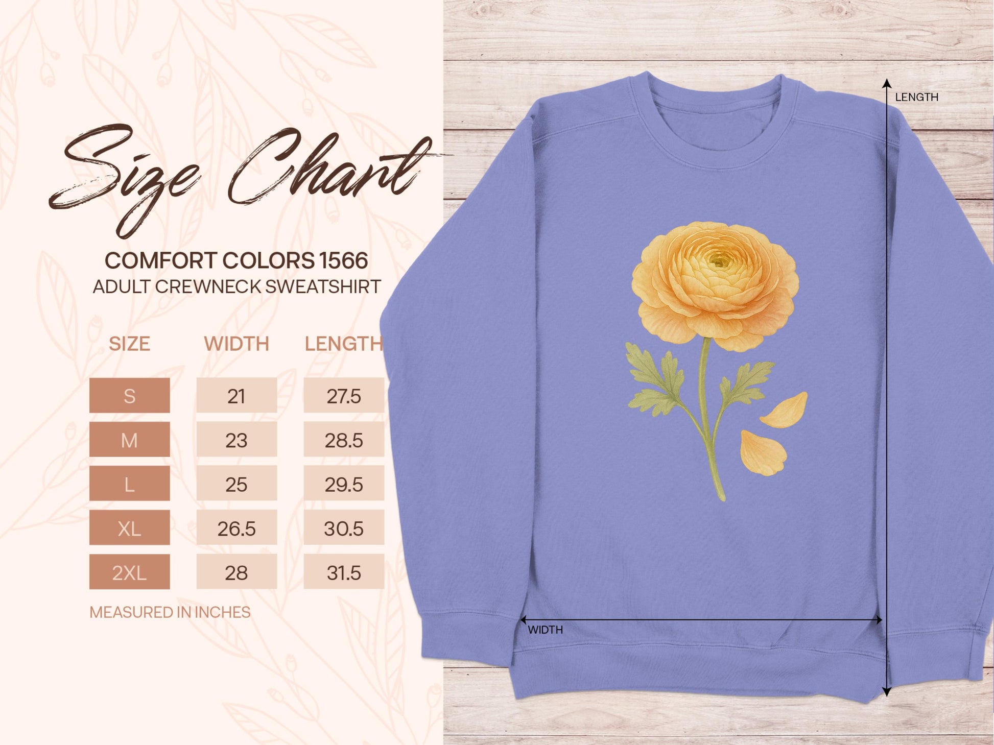 Flower Printed Long Sleeve Adult Crewneck Sweatshirt product type