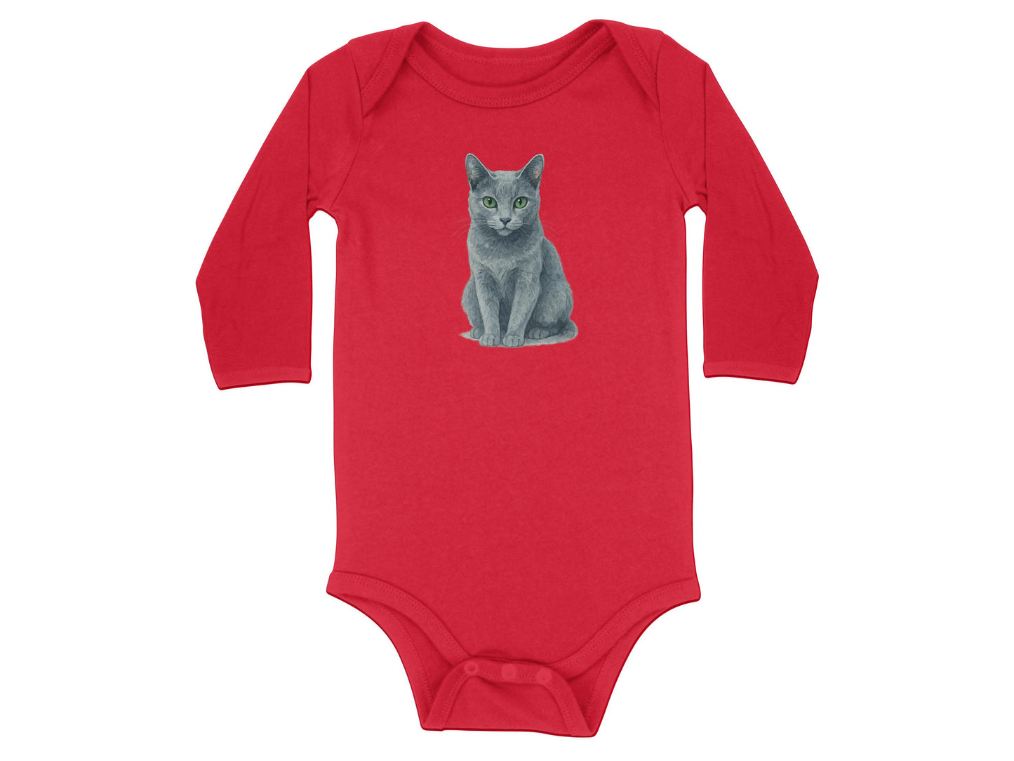 Adorable Red Long Sleeve Baby Onesie Cat Design product