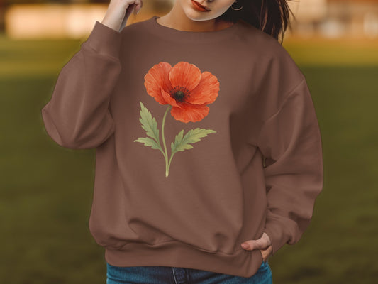 Stylish Red Poppy Graphic Printed Sweatshirt product