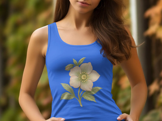 Blue Tank Top with Elegant Floral Design Tank Top Product