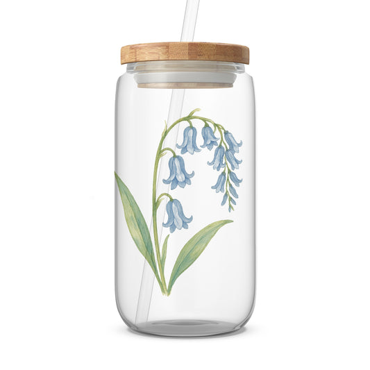 Bluebell Flower Design Reusable Glass Drinking Product