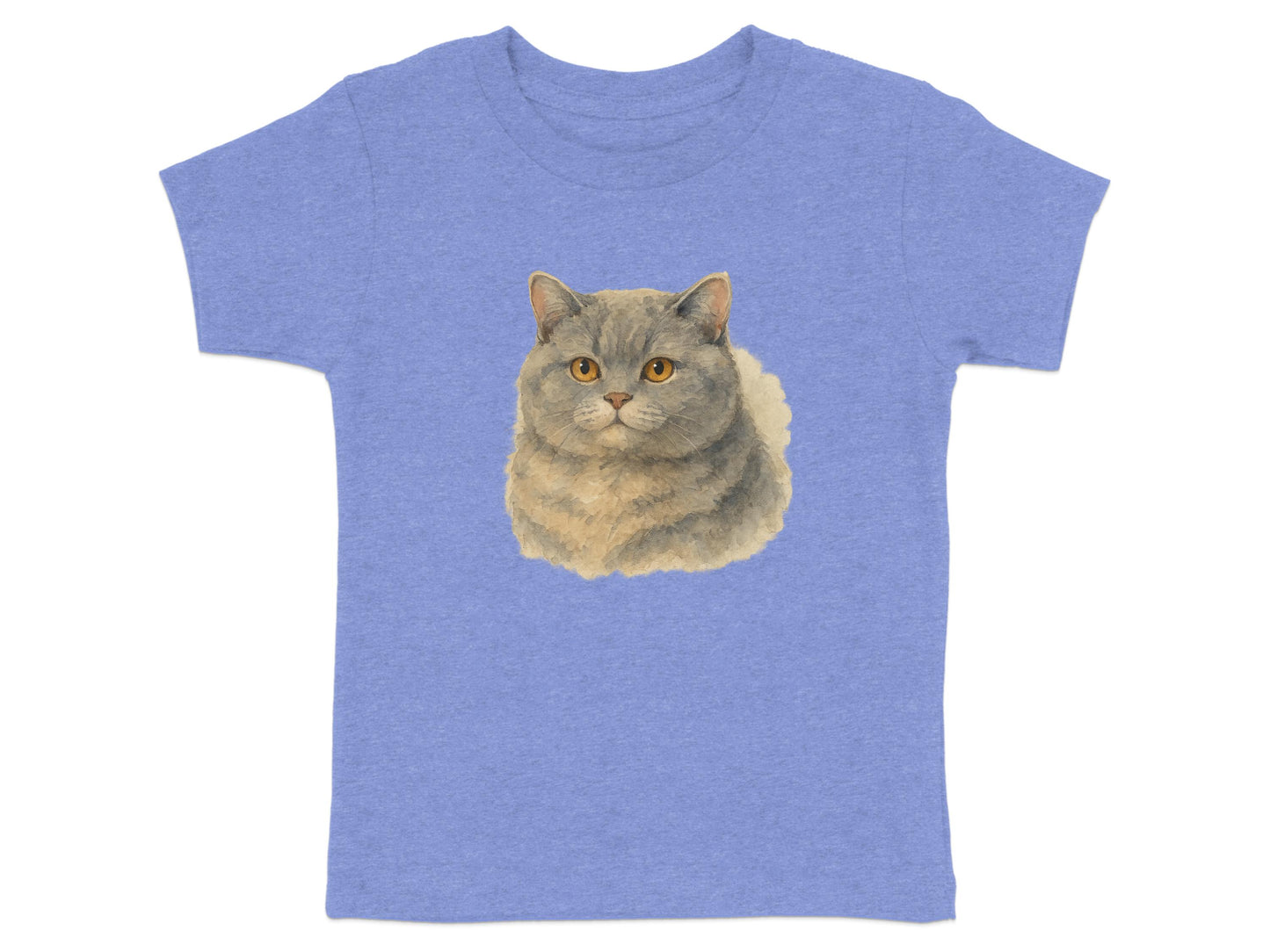 Cute Blue T-shirt with Realistic Cat Image product type