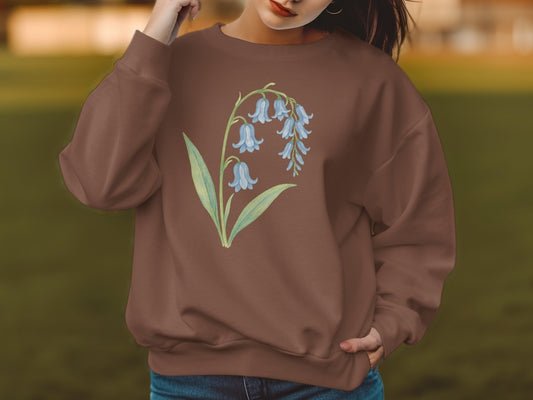 Blue Flower Design on Brown Sweatshirt product type