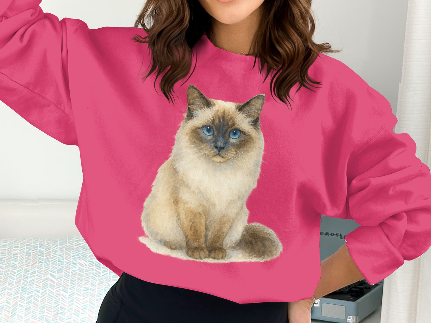 Cute Cat Graphic Printed Pink Sweatshirt product type