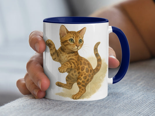 Cute Playful Kitten with Blue Handle Mug product