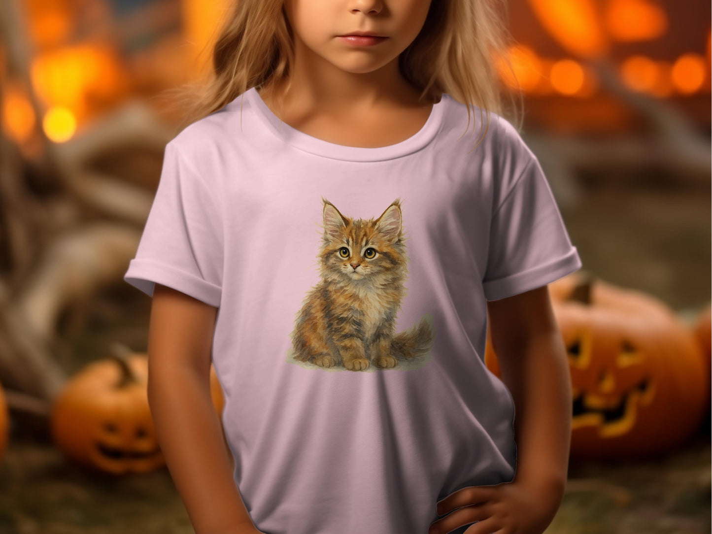 Cute Kitten Graphic Print White Kids T-Shirt product type
