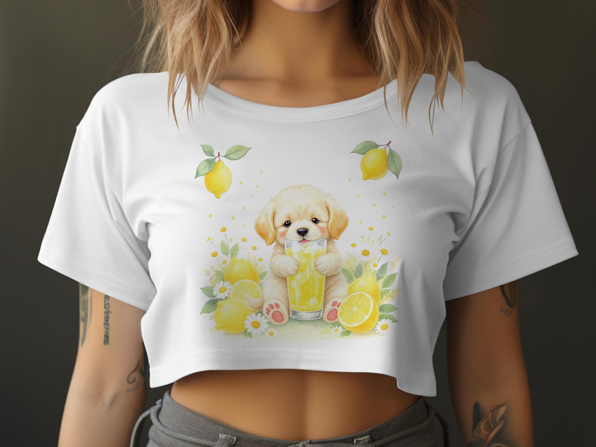 Cute Puppy with Lemonade Summer Design T-shirt product type